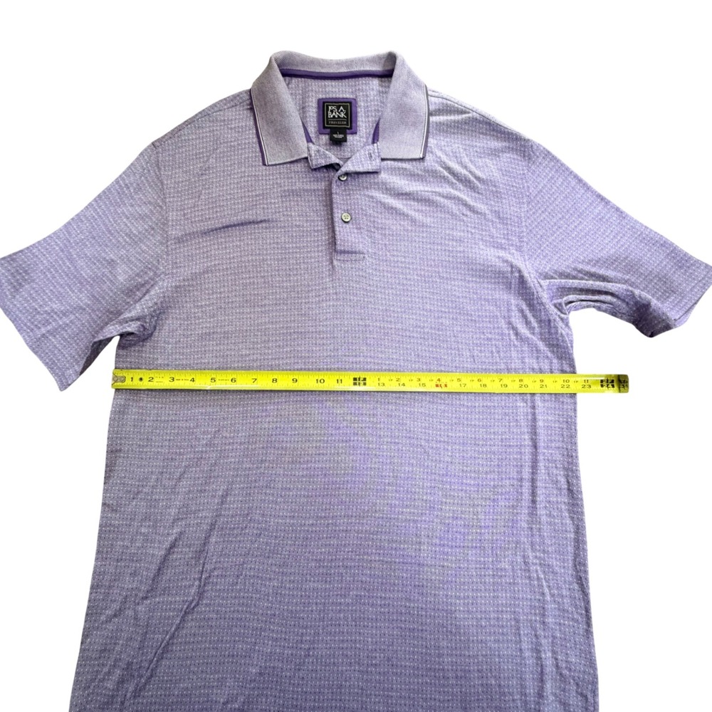 Jos. A. Bank Polo Shirt Mens Large Purple Traveler Micro-Diamond Cotton Golf - Picture 6 of 9
